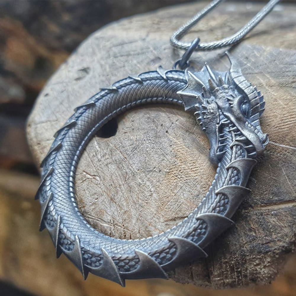 Collier pendentif protection serpent dragon en étain pur Buddha Stones - image 5