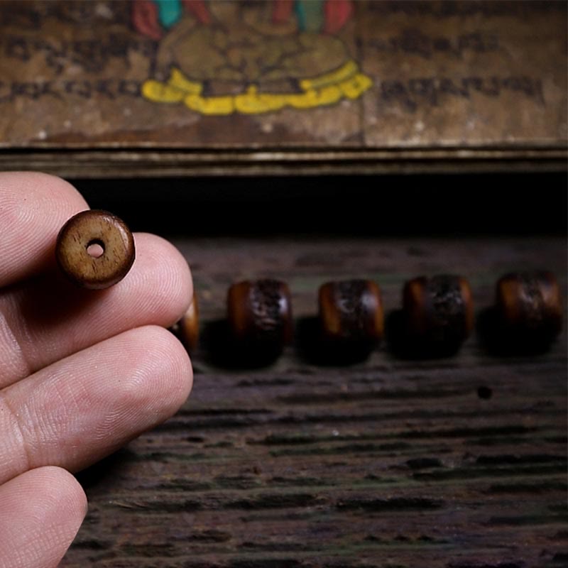 Bracelet de force en os de yak tibétain fait main en argent sterling 925 avec Buddha Stones et signe du zodiaque chinois