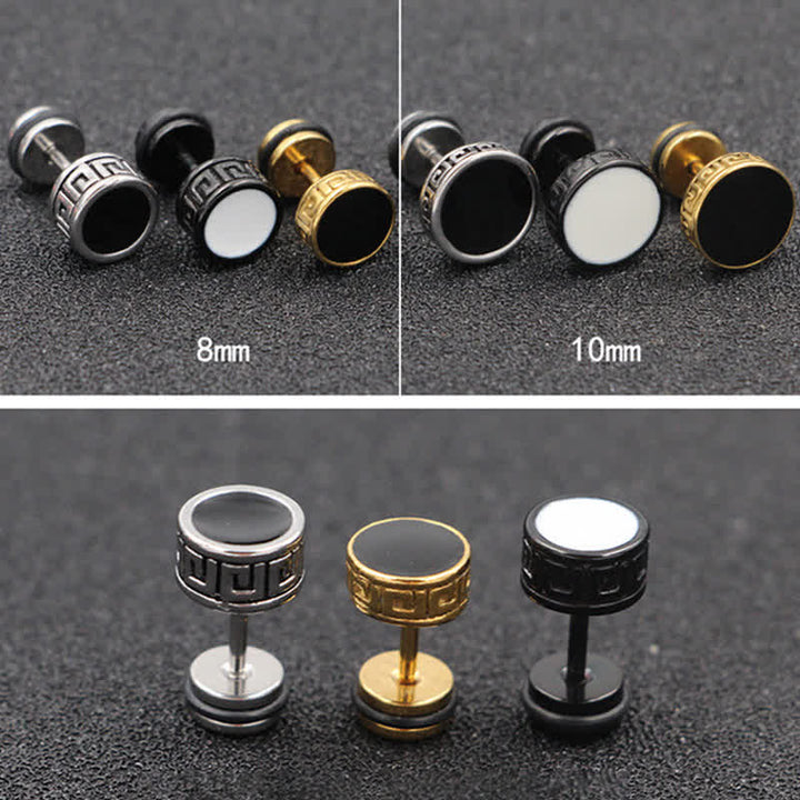 Boucles d'oreilles à tige rondes en acier titane pour hommes cool Buddha Stones - image 13