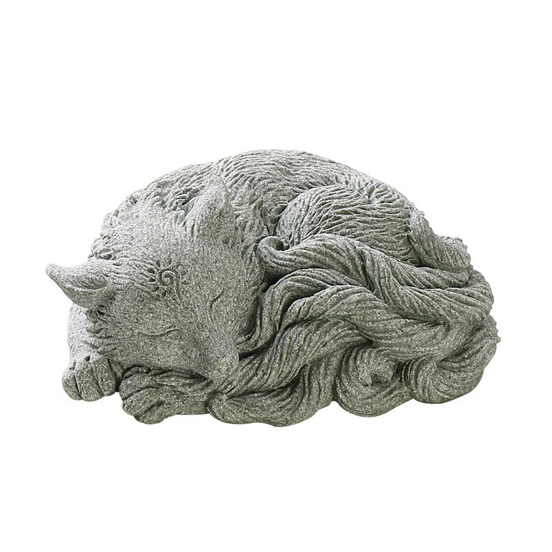 Buddha Stones Petit Renard à Neuf Queues Protection Maison Thé Animal Figurine Décoration