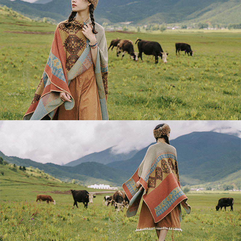 Écharpe châle tibétain à motifs de diamants avec Buddha Stones - image 10