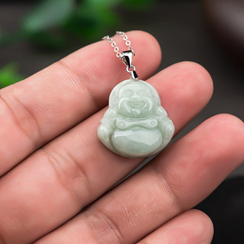 Buddha Stones pendentif en argent sterling 925 et jade Bouddha rieur - image 5