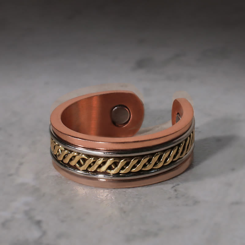 Bracelet manchette réglable en cuivre magnétique Buddha Stones