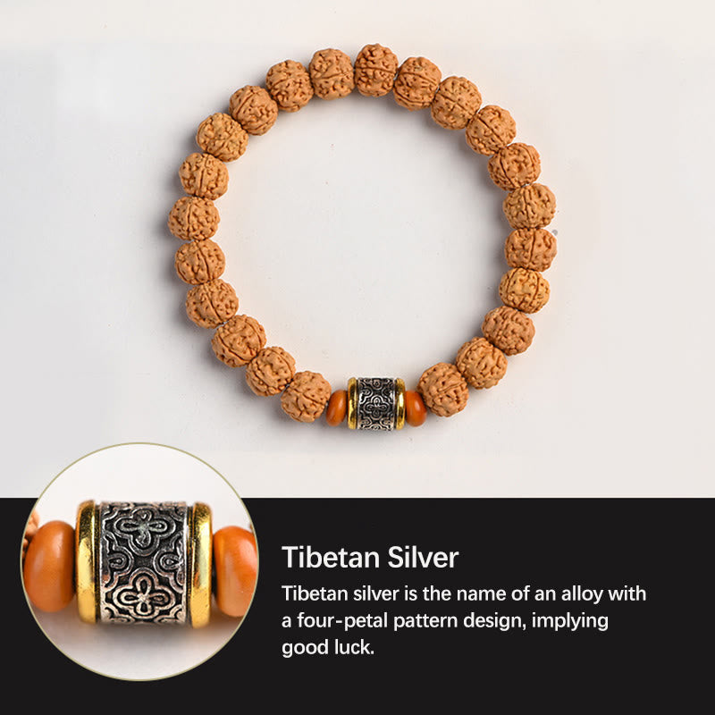 Bracelet de richesse et de bon augure en Buddha Stones tibétaines Rudraksha Bodhi Seed