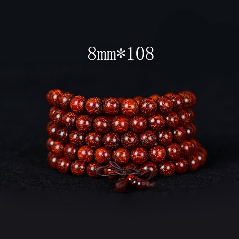 Bracelet d'équilibre tibétain en petites feuilles de santal rouge avec Buddha Stones