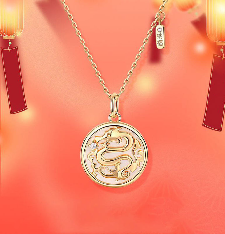 ❗❗❗Une vente flash - Buddha Stones en argent sterling 925 avec pierre de Tridacna et personnage Fu de l'année du dragon