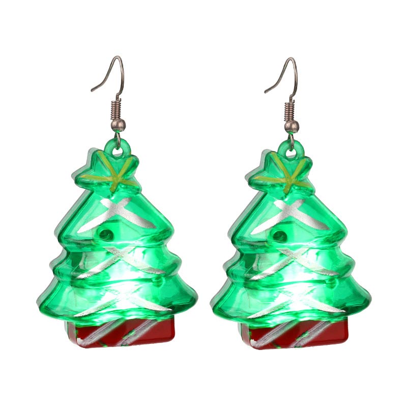 Boucles d'oreilles lumineuses à LED en forme d'élan et de sapin de Noël