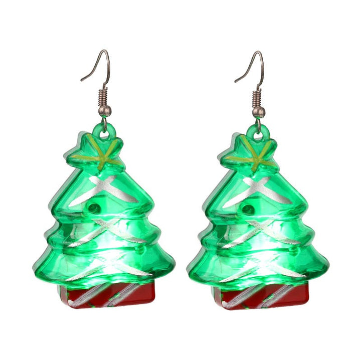 Boucles d'oreilles lumineuses à LED en forme d'élan et de sapin de Noël