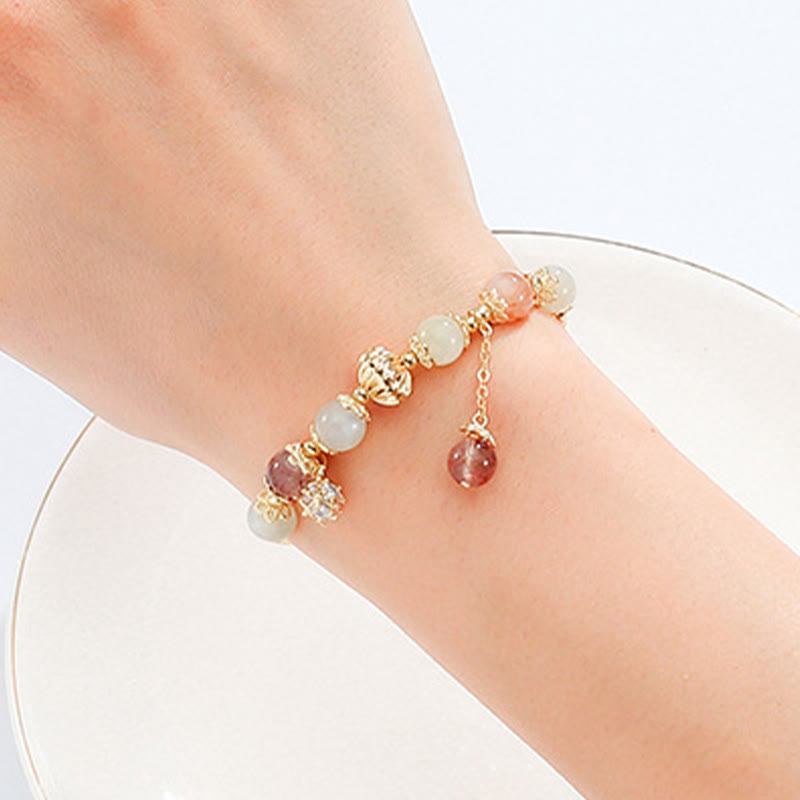 Bracelet de perles de bon augure en quartz rutile coloré œil de chat et zircon - image 3