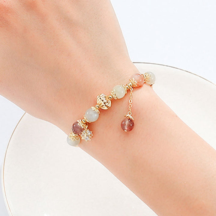 Bracelet de perles de bon augure en quartz rutile coloré œil de chat et zircon - image 3