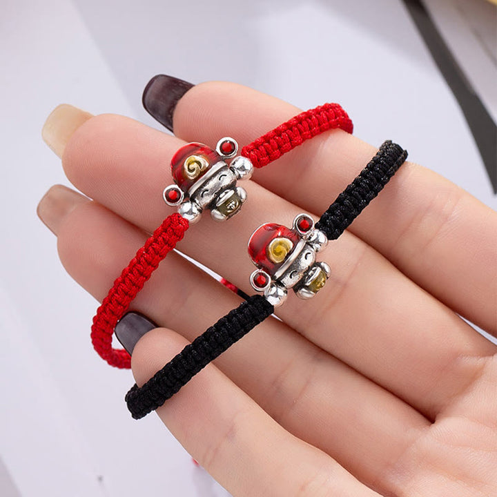 Bracelet tressé en fil fait main avec Buddha Stones, Dieu de la richesse, de la chance et de la force