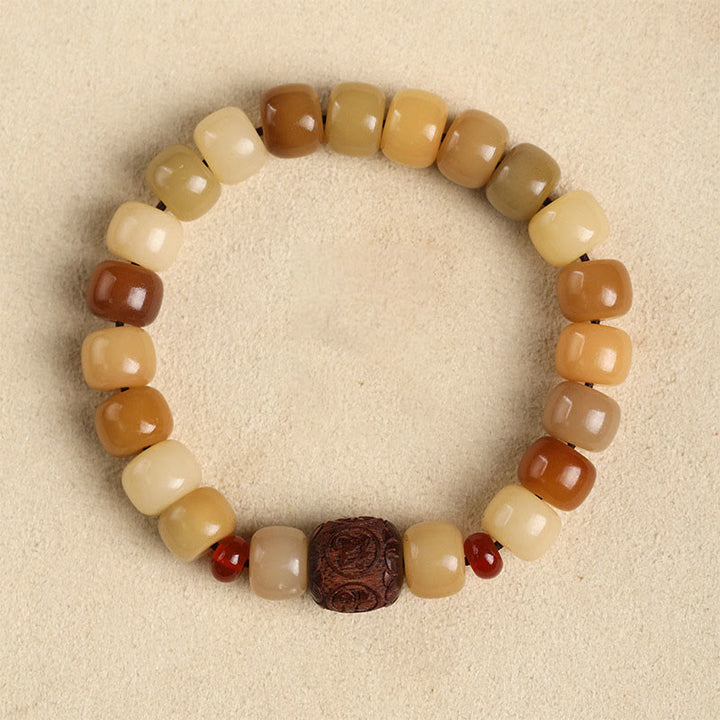 Buddha Stones Graine de Bodhi Naturelle Le Seigneur de la Forêt des Cadavres Bracelet de Sagesse Om Mani Padme Hum