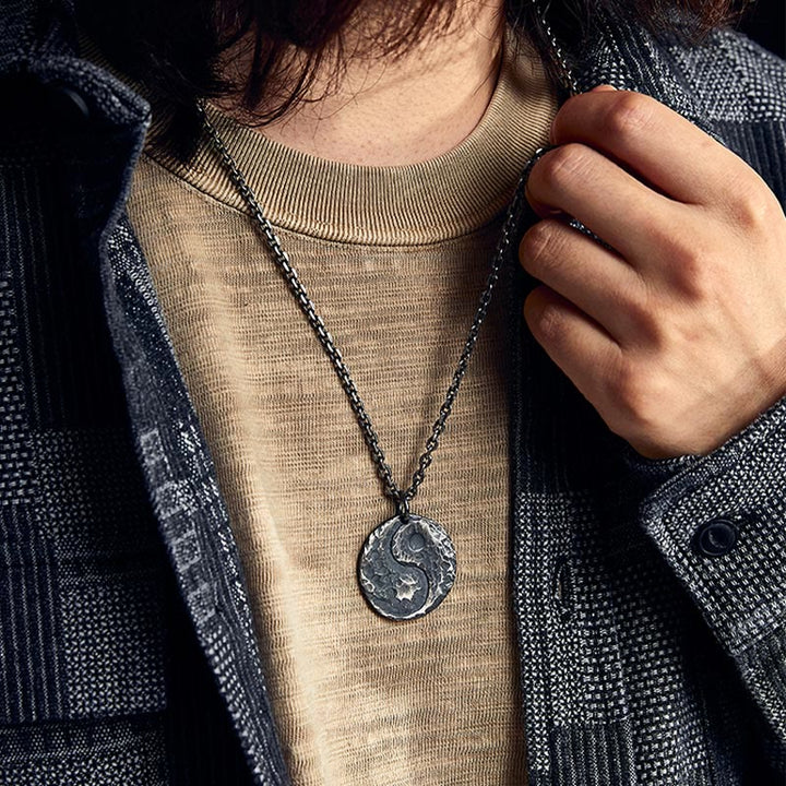Collier pendentif en argent sterling 990 avec Buddha Stones et texture marteau Yin Yang - image 8