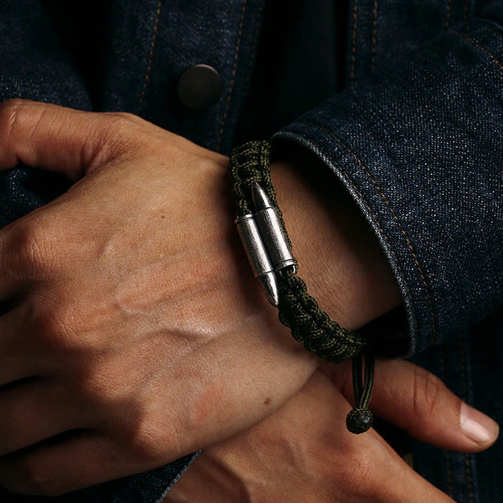 Bracelet en corde tressée en argent sterling 925 avec motif de balle de Buddha Stones