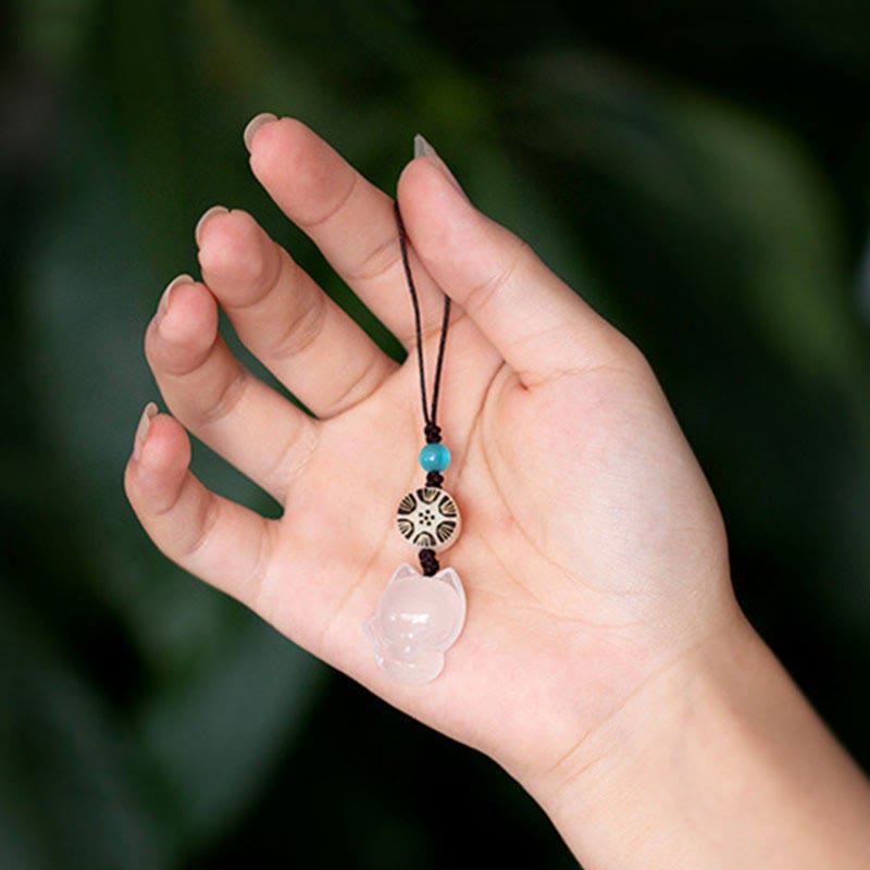 Décoration à suspendre pour téléphone en calcédoine naturelle Fox Harmony