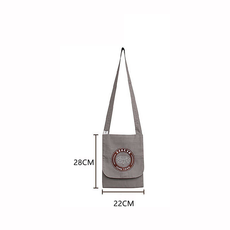 Sac à bandoulière en coton avec broderie de lotus pour la pratique spirituelle