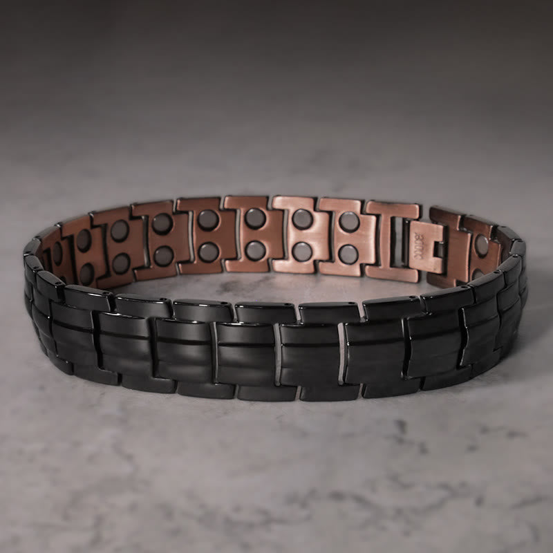 Bracelet manchette magnétique vintage en cuivre massif