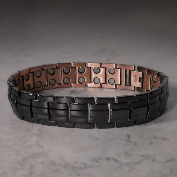 Bracelet manchette magnétique vintage en cuivre massif