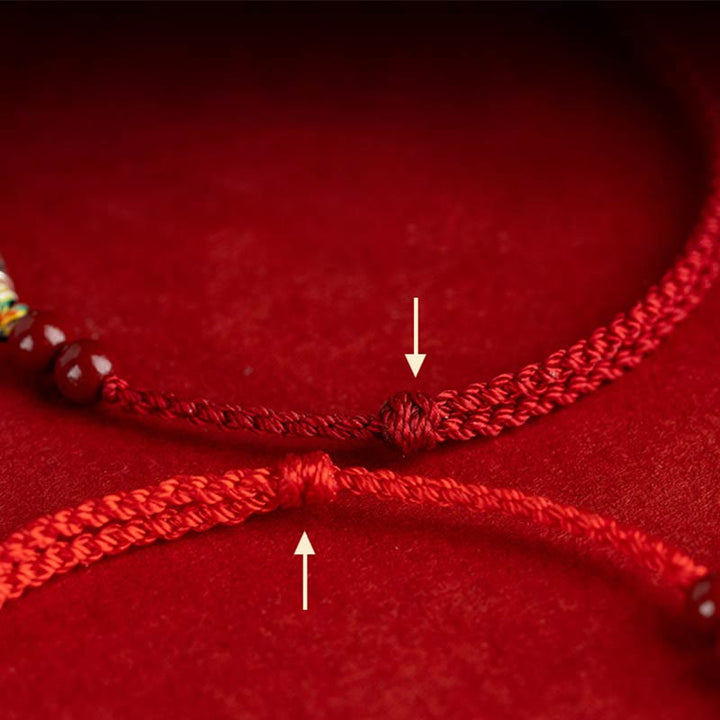 Bracelet de cheville tressé artisanal en argent sterling 925 avec perles de cinabre et poisson koï de Buddha Stones - image 16