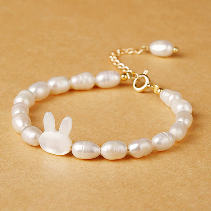 Bracelet de sincérité en perles naturelles et lapin mignon Buddha Stones