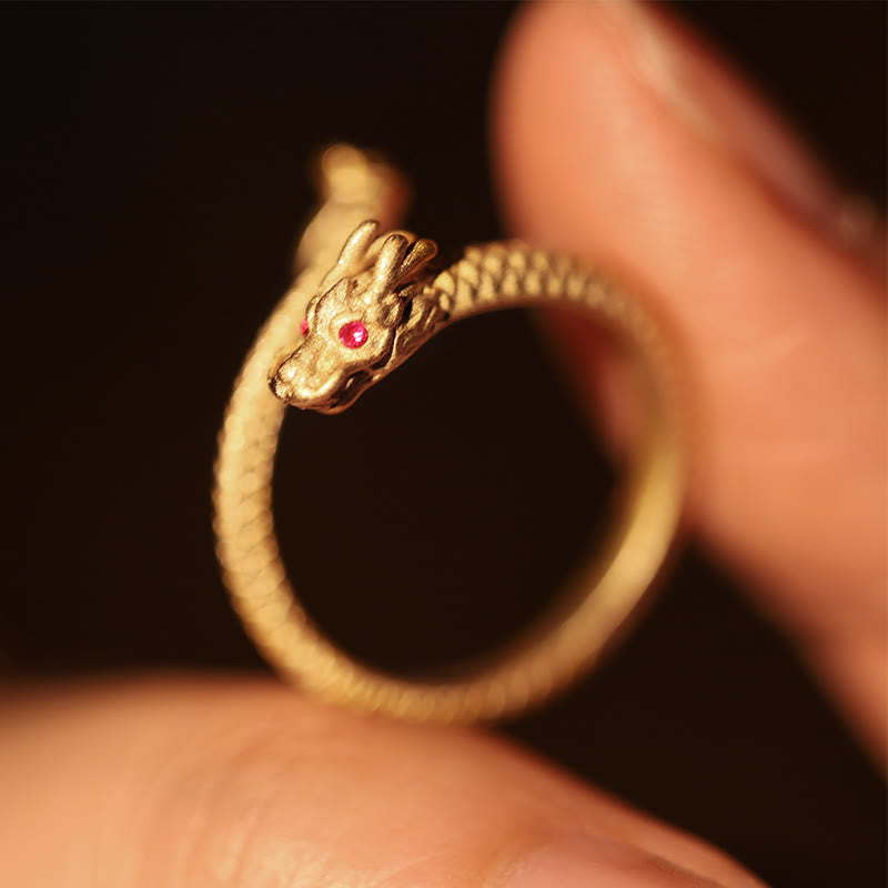 Bague ajustable en argent sterling 925 Buddha Stones , vintage, année du dragon, protection, force