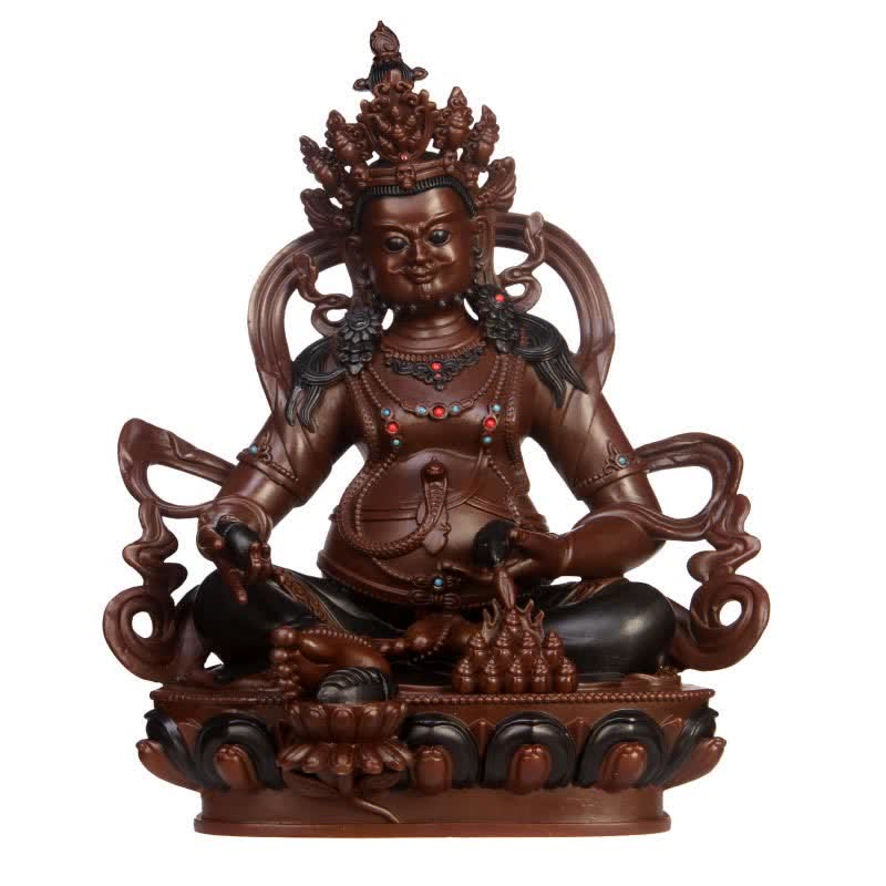 Figurine Bodhisattva Jambhala jaune Statue de compassion en cuivre Décoration de bureau à domicile