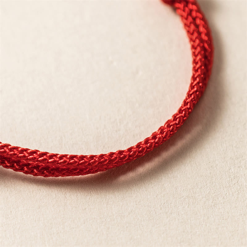 Bracelet en corde rouge avec Buddha Stones en argent sterling 925 Année du Dragon Chance Force
