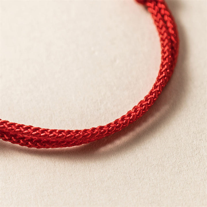 Bracelet en corde rouge avec Buddha Stones en argent sterling 925 Année du Dragon Chance Force