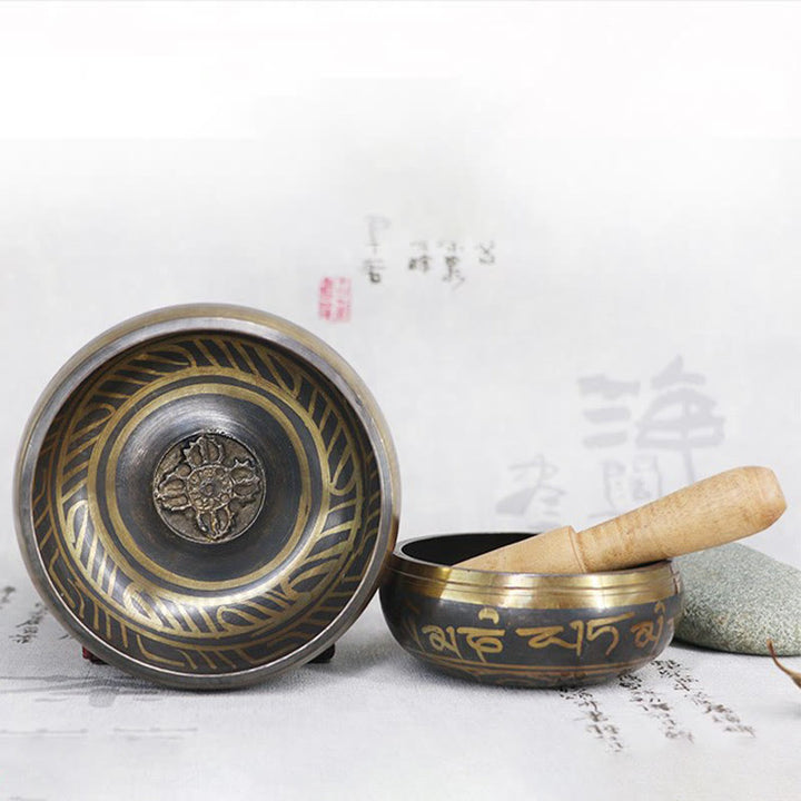 Buddha Stones Bol de méditation tibétain pour la guérison et la pleine conscience Om Mani Padme Hum - image 14