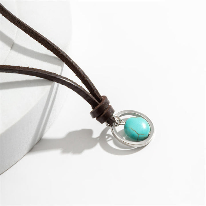 Collier pendentif en pierre turquoise ronde de Buddha Stones