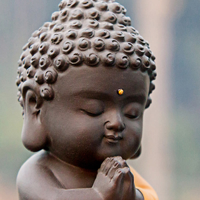 Buddha Stones Petit Bouddha Sérénité Argile violette Décoration de bureau à domicile