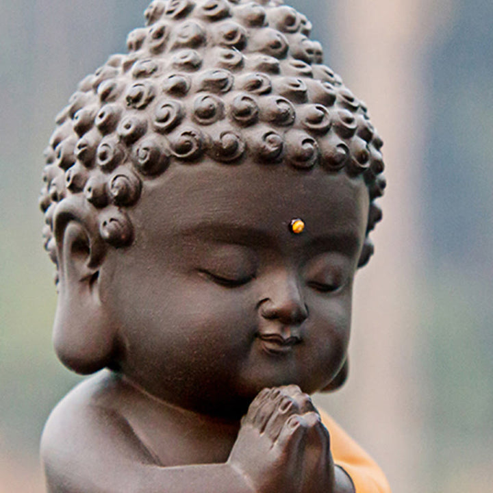 Buddha Stones Petit Bouddha Sérénité Argile violette Décoration de bureau à domicile
