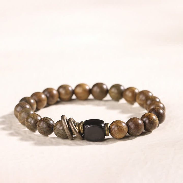 Bracelet tibétain apaisant en cristal de bois de santal vert