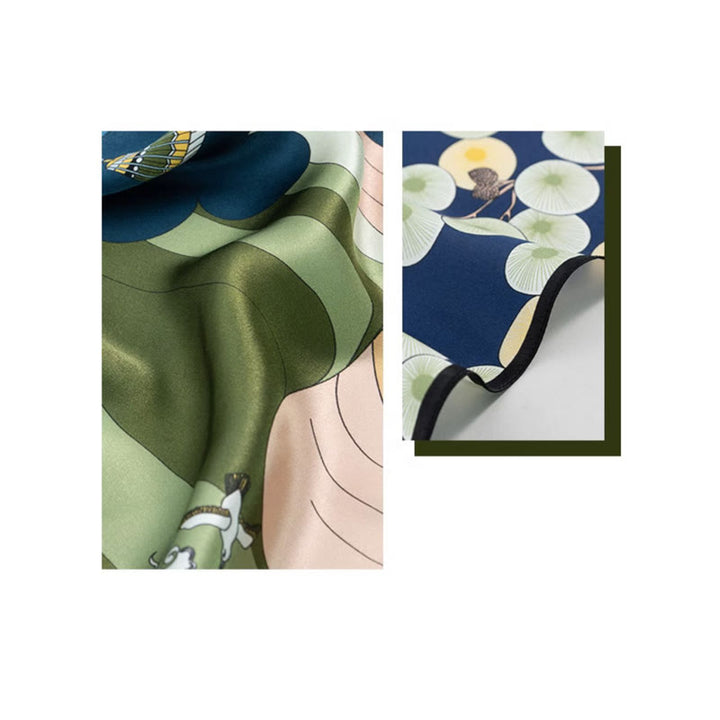 Écharpe en soie de mûrier 100 % peinture à l'huile de la jungle avec Buddha Stones et nuages ​​de bon augure, écharpe de cou en soie double face de qualité supérieure 6A - image 27