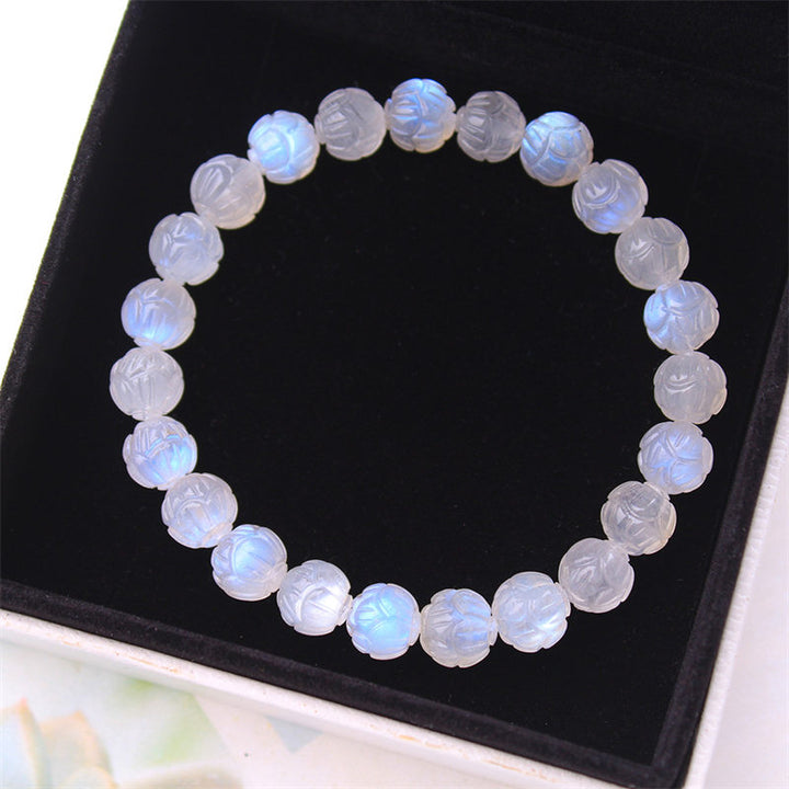 Bracelet Lotus Love en pierre de lune naturelle de Buddha Stones