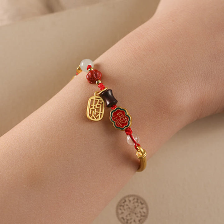 Bracelet tibétain en Buddha Stones , nuages de bon augure, fortune, bonheur, richesse, chance