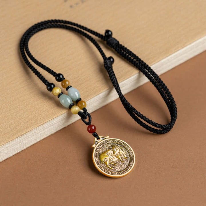 Collier avec pendentif et 12 bénédictions du zodiaque chinois - Bœuf - image 5