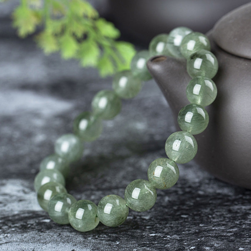 Bracelet de bénédiction et de richesse en cristal vert naturel Buddha Stones