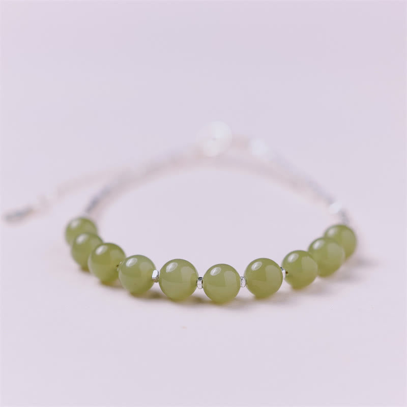 Bracelet porte-bonheur en argent sterling 925 avec perles de jade Hetian et Buddha Stones