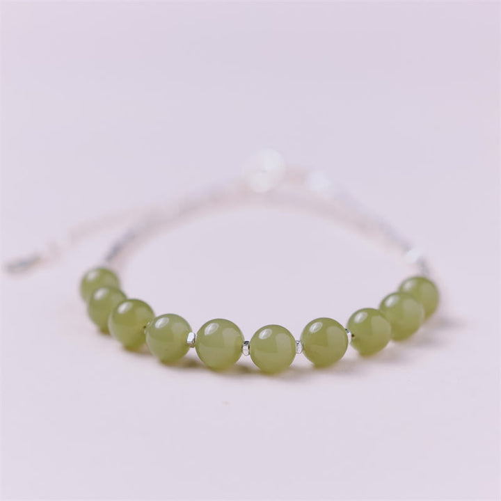 Bracelet porte-bonheur en argent sterling 925 avec perles de jade Hetian et Buddha Stones