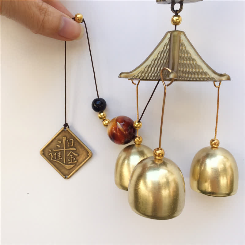 Cloche de carillon murale en cuivre pour chat porte-bonheur, décoration d'intérieur faite à la main - image 2