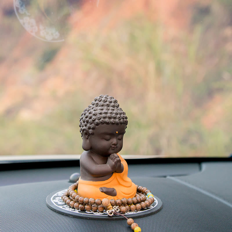 Buddha Stones Petit Bouddha Sérénité Argile violette Décoration de bureau à domicile