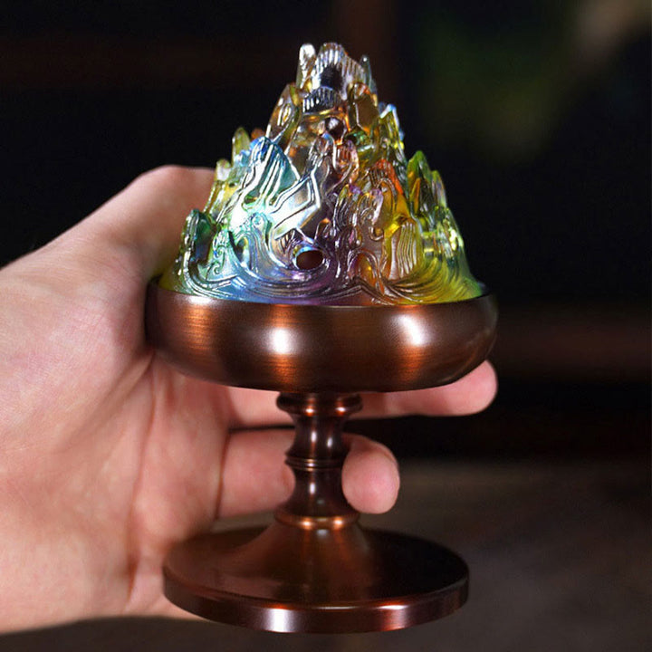 Brûleur d'encens de méditation et de guérison de la montagne de cristal Liuli