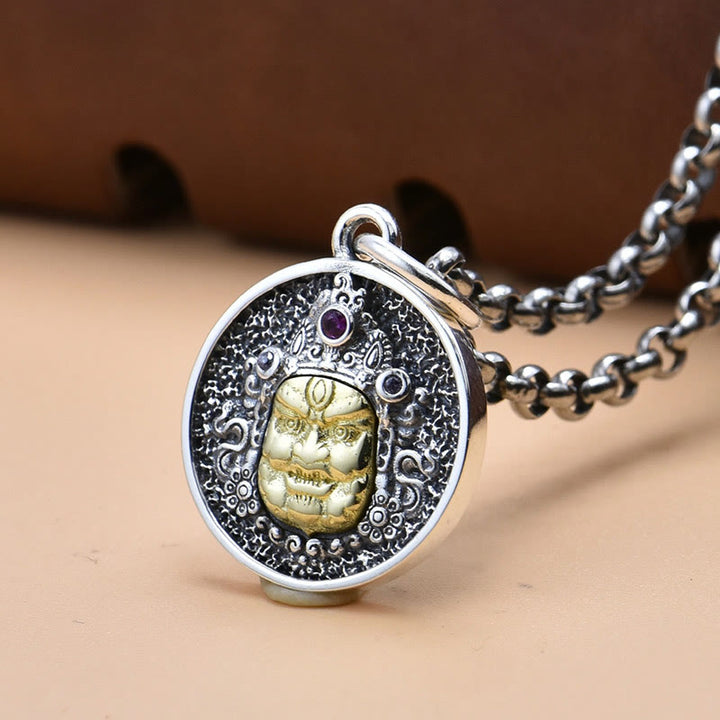 Collier pendentif spirituel Dorje Vajra en argent sterling 925 avec Buddha Stones Zakiram Déesse de la richesse