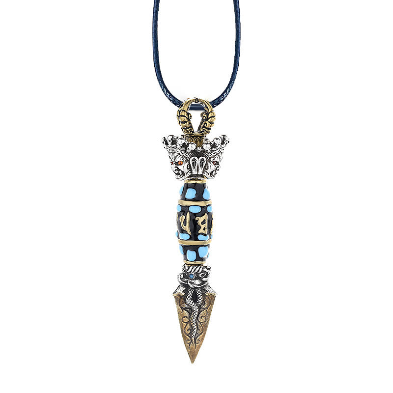 Buddha Stones Tibet Om Mani Padme Hum Dzi Perle Dorje Vajra Motif Richesse Collier Pendentif Rotatif - image 12