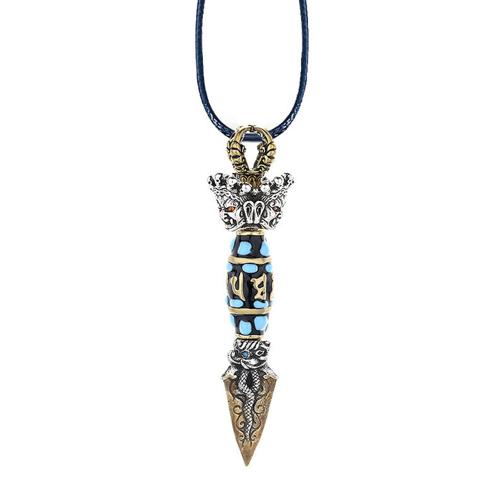 Buddha Stones Tibet Om Mani Padme Hum Dzi Perle Dorje Vajra Motif Richesse Collier Pendentif Rotatif - image 12