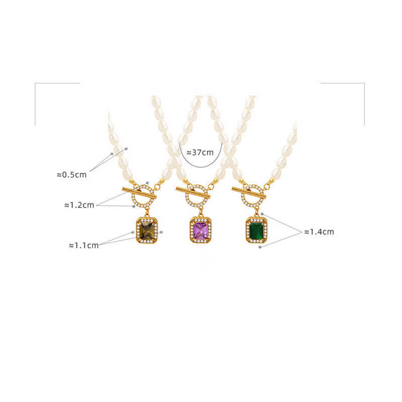 Collier pendentif en perles de zircon et breloque de richesse