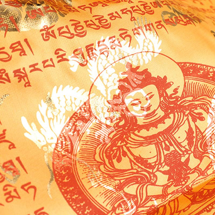 Buddha Stones Décoration extérieure de 20 drapeaux de prière représentant le cheval du vent tibétain aux 5 couleurs et le Sutra de la longévité - image 10
