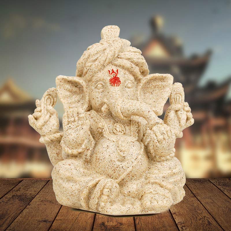 Statue d'éléphant Ganesh Ganpati Transformation Décoration de la maison - Rouge et blanc - image 2