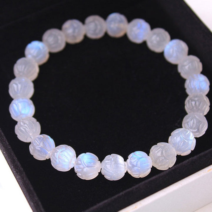 Bracelet Lotus Love en pierre de lune naturelle de Buddha Stones